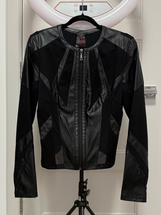 Guess Jackets & Blazers - Guess Faux Leather Mesh Jacket - Black